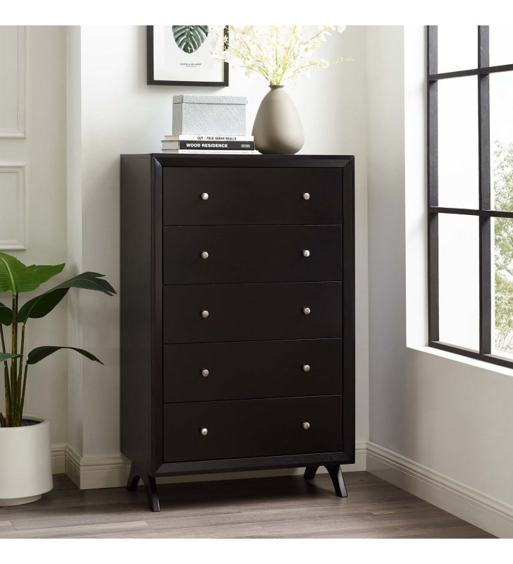 Providence Five-Drawer Chest or Stand in Cappuccino - Lexmod
