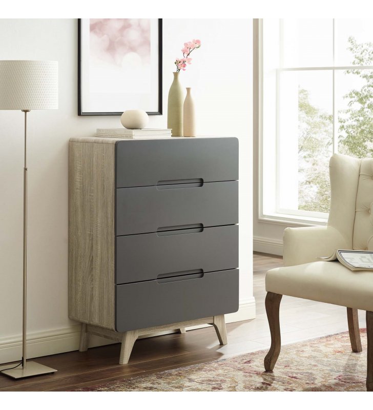 Origin Four-Drawer Chest or Stand in Natural Gray - Lexmod