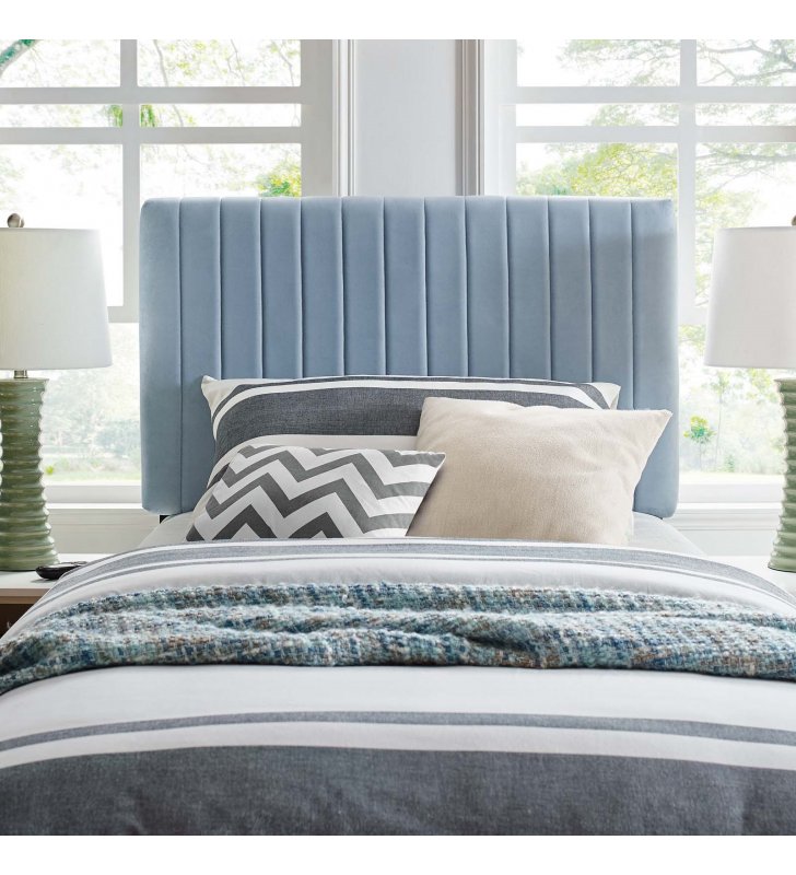 Keira Twin Performance Velvet Headboard in Light Blue - Lexmod