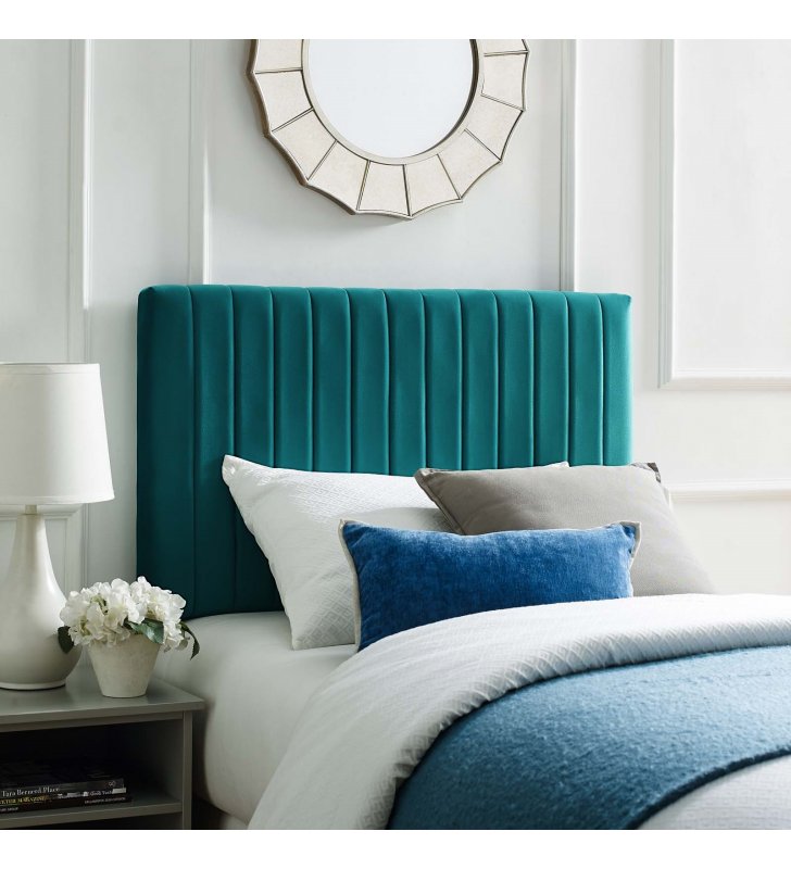 Keira Twin Performance Velvet Headboard in Teal - Lexmod