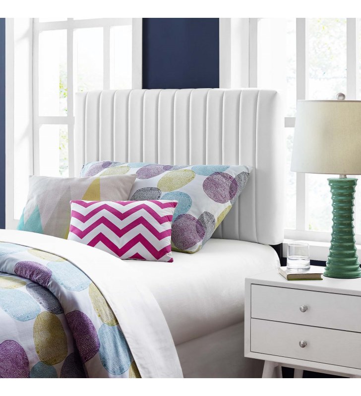 Keira Twin Faux Leather Headboard in White - Lexmod