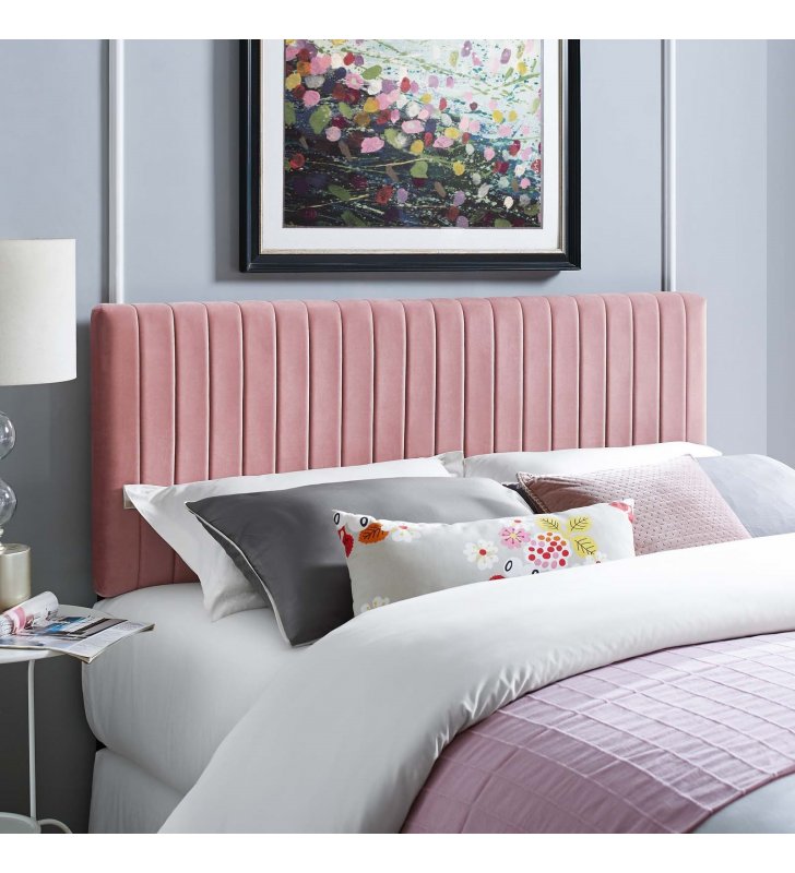 Keira King/California King Performance Velvet Headboard in Dusty Rose - Lexmod