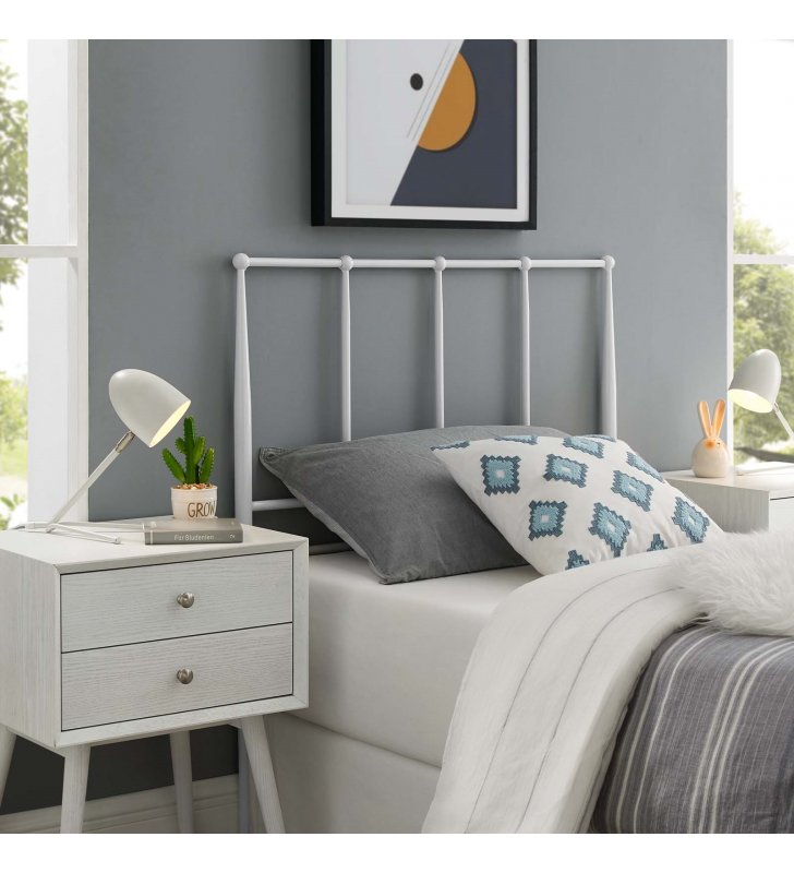 Kiana Twin Metal Stainless Steel Headboard in White - Lexmod