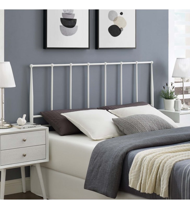 Kiana King Metal Stainless Steel Headboard in White - Lexmod