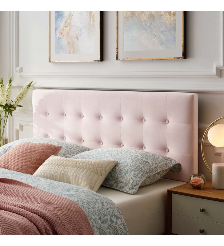 Emily Queen Biscuit Tufted Performance Velvet Headboard in Pink - Lexmod
