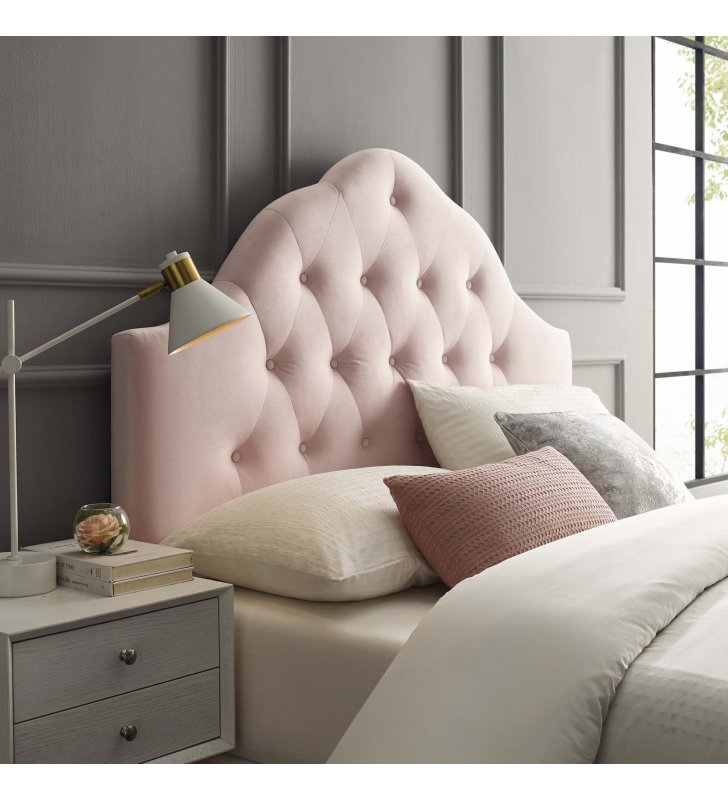 Sovereign Full Diamond Tufted Performance Velvet Headboard in Pink - Lexmod