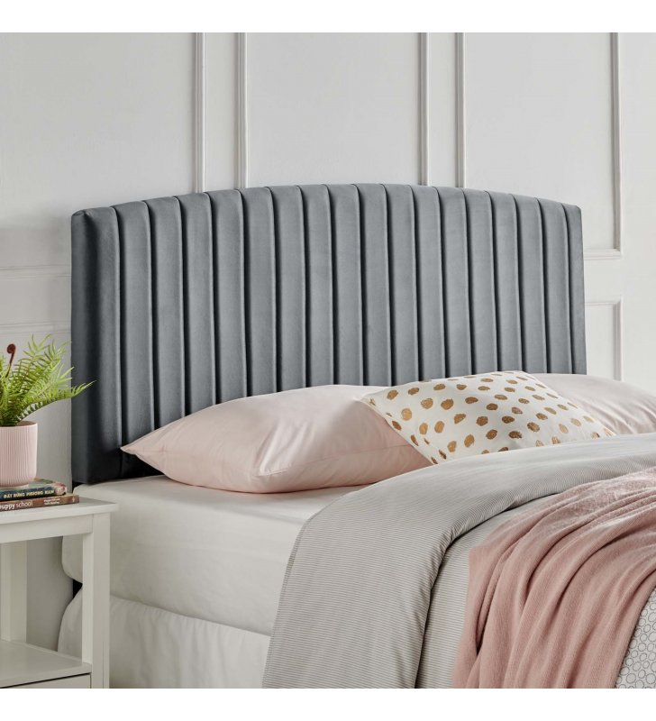 Rebecca Performance Velvet Twin Headboard in Charcoal - Lexmod