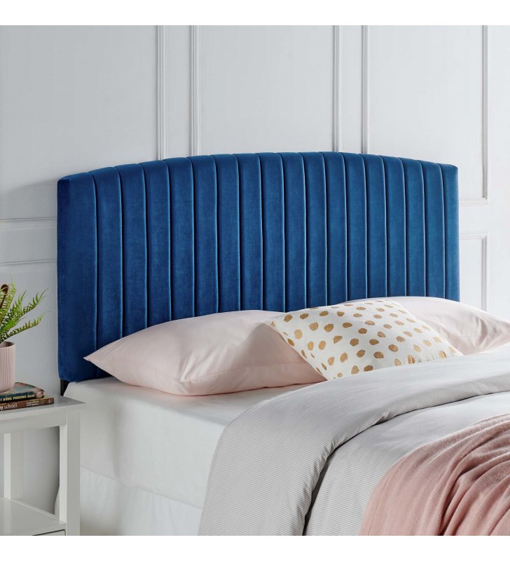 Rebecca Performance Velvet Twin Headboard in Navy - Lexmod