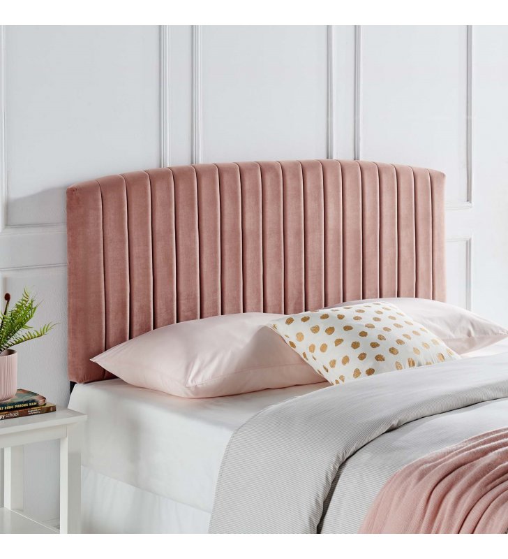 Rebecca Performance Velvet King / California King Headboard in Dusty Rose - Lexmod