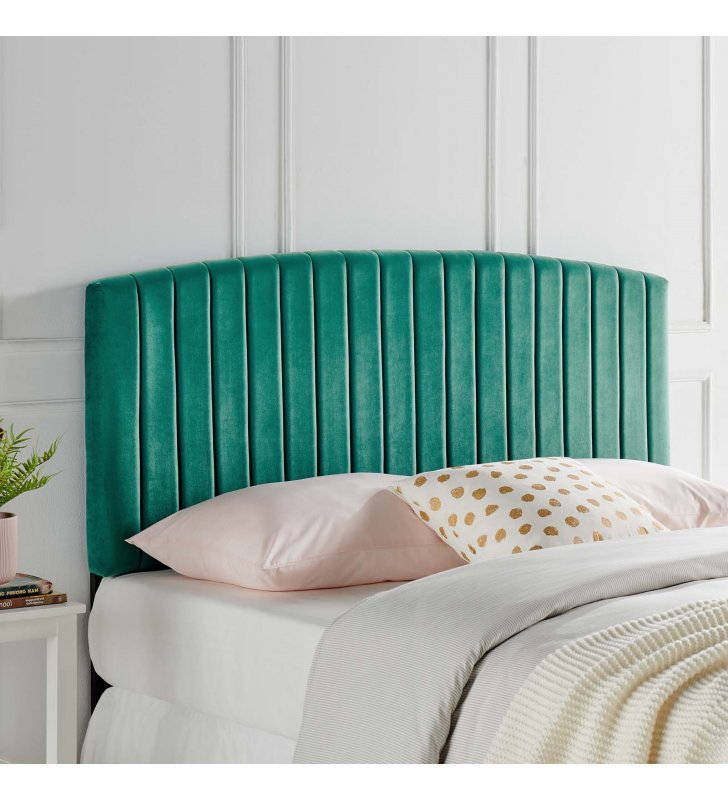 Rebecca Performance Velvet King / California King Headboard in Teal - Lexmod