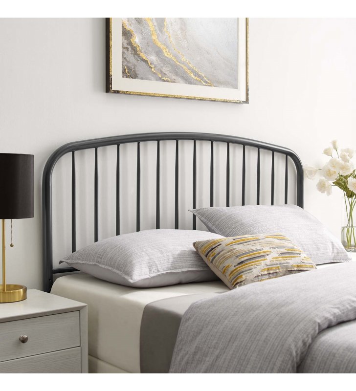 Nova Queen Metal Headboard in Gray - Lexmod
