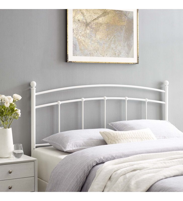 Abigail Twin Metal Headboard in White - Lexmod