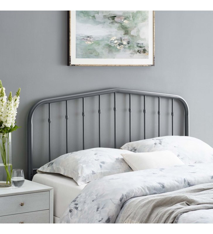 Lennon Twin Metal Headboard in Gray - Lexmod