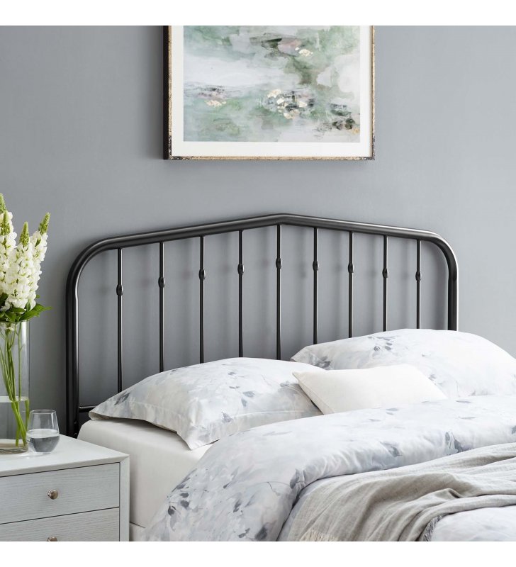 Lennon Queen Metal Headboard in Black - Lexmod