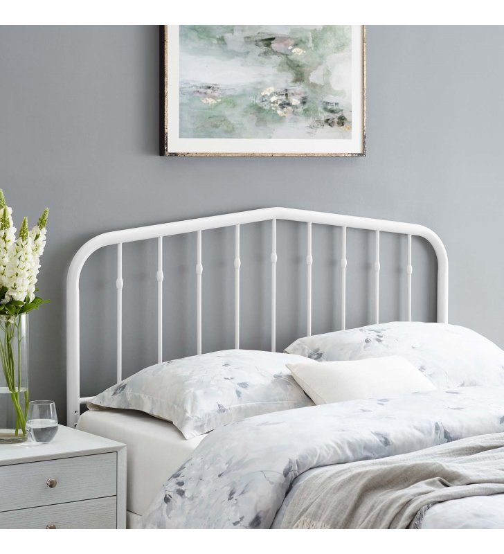 Lennon Queen Metal Headboard in White - Lexmod