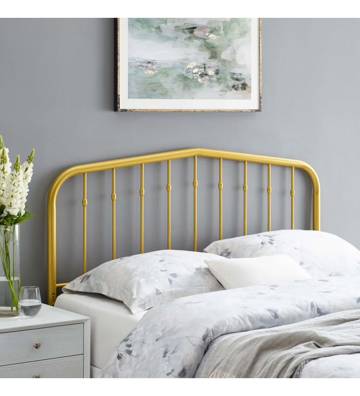 Lennon King Metal Headboard in Gold - Lexmod
