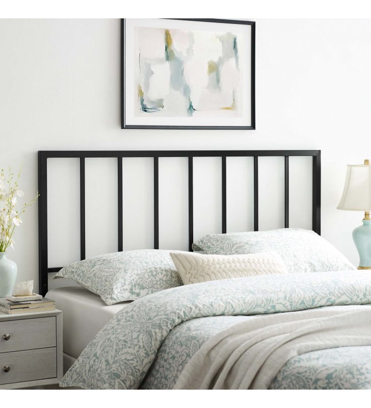 Tatum King Metal Headboard in Black - Lexmod