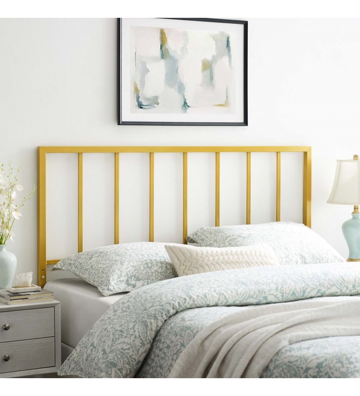 Tatum King Metal Headboard in Gold - Lexmod