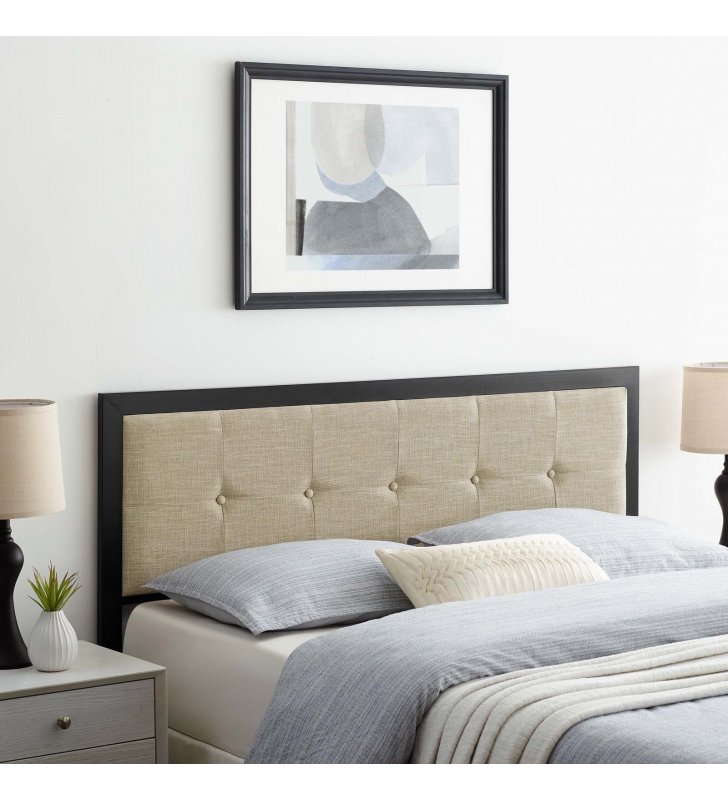 Teagan Tufted King Headboard in Black Beige - Lexmod