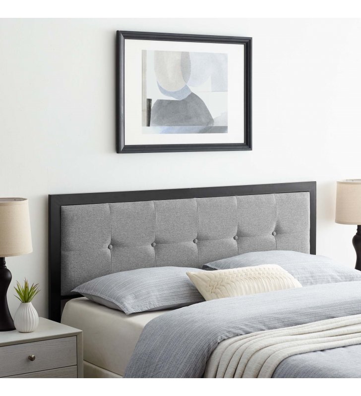 Teagan Tufted King Headboard in Black Light Gray - Lexmod