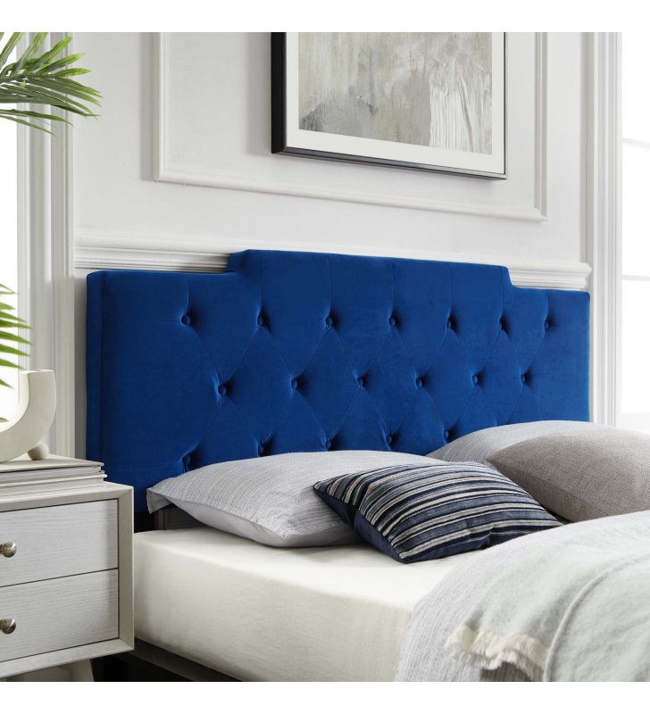 Juliet Tufted Twin Performance Velvet Headboard in Navy - Lexmod