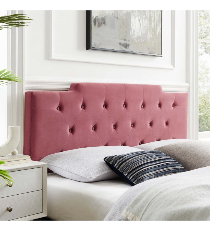 Juliet Tufted King/California King Performance Velvet Headboard in Dusty Rose - Lexmod