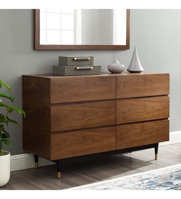 Caima 6-Drawer 	Dresser in Walnut - Lexmod