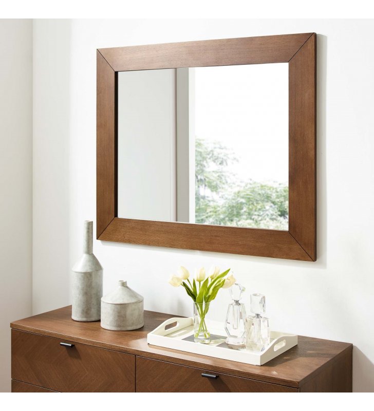 Kali Wall Mirror in Walnut - Lexmod