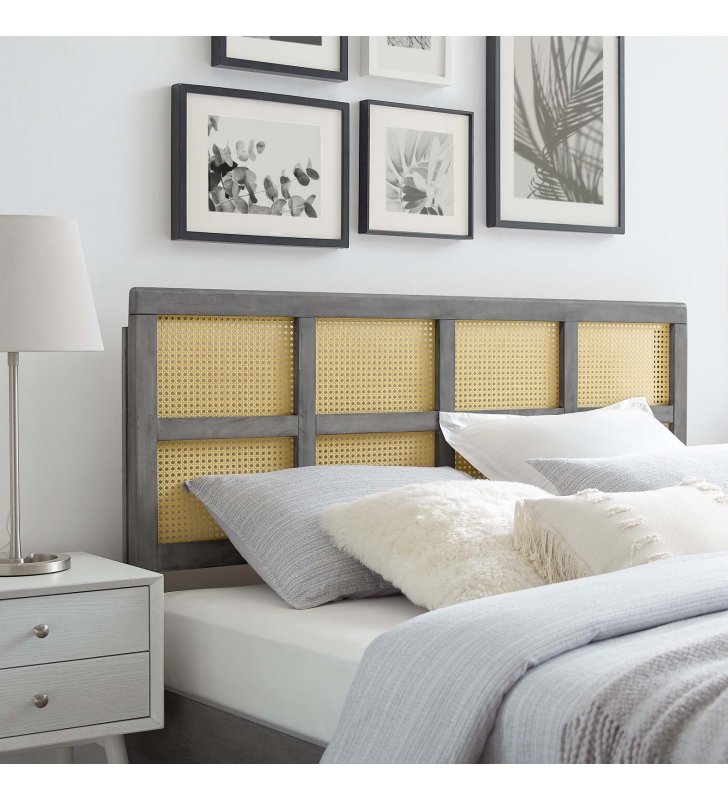 Luana Cane Queen Headboard in Gray - Lexmod
