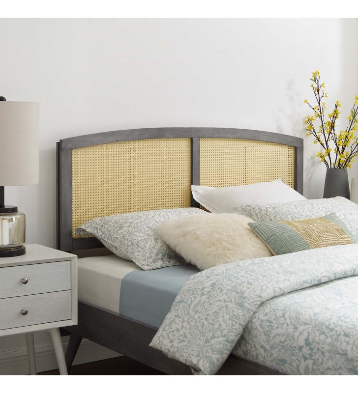 Halcyon Cane Full Headboard in Gray - Lexmod