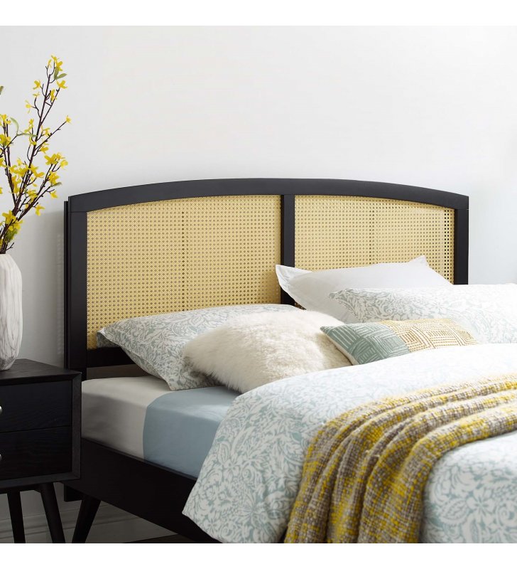 Halcyon Cane Queen Headboard in Black - Lexmod