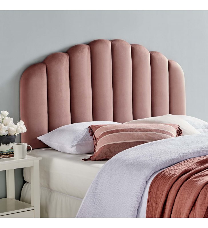 Veronique Full/Queen Performance Velvet Headboard in Dusty Rose - Lexmod