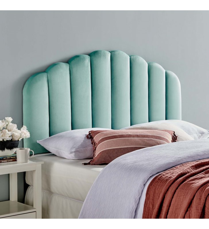 Veronique Full/Queen Performance Velvet Headboard in Mint - Lexmod