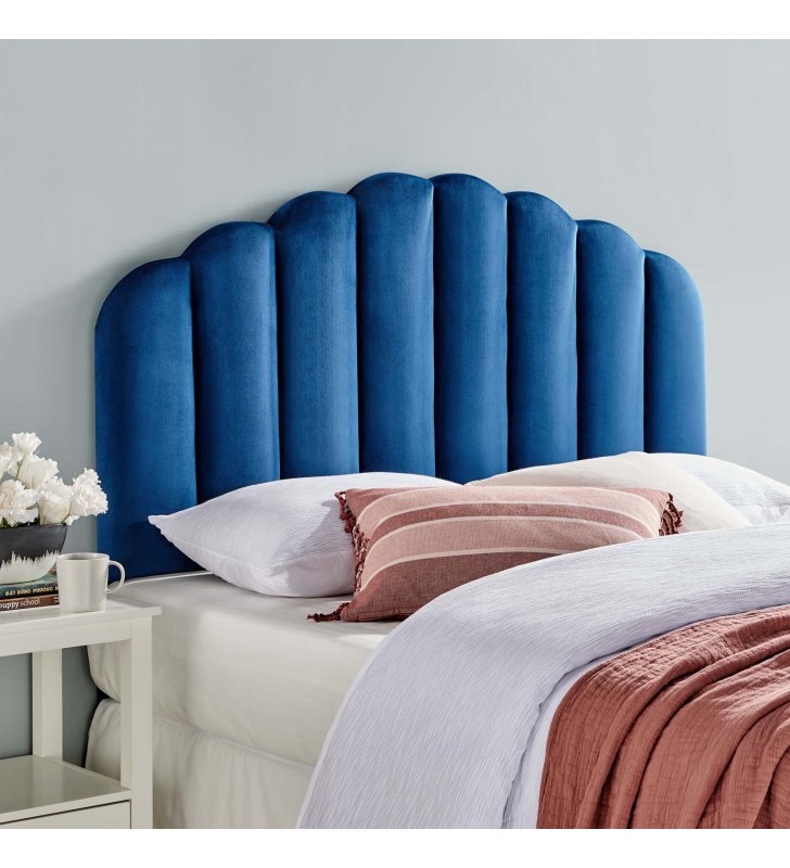 Veronique Full/Queen Performance Velvet Headboard in Navy - Lexmod