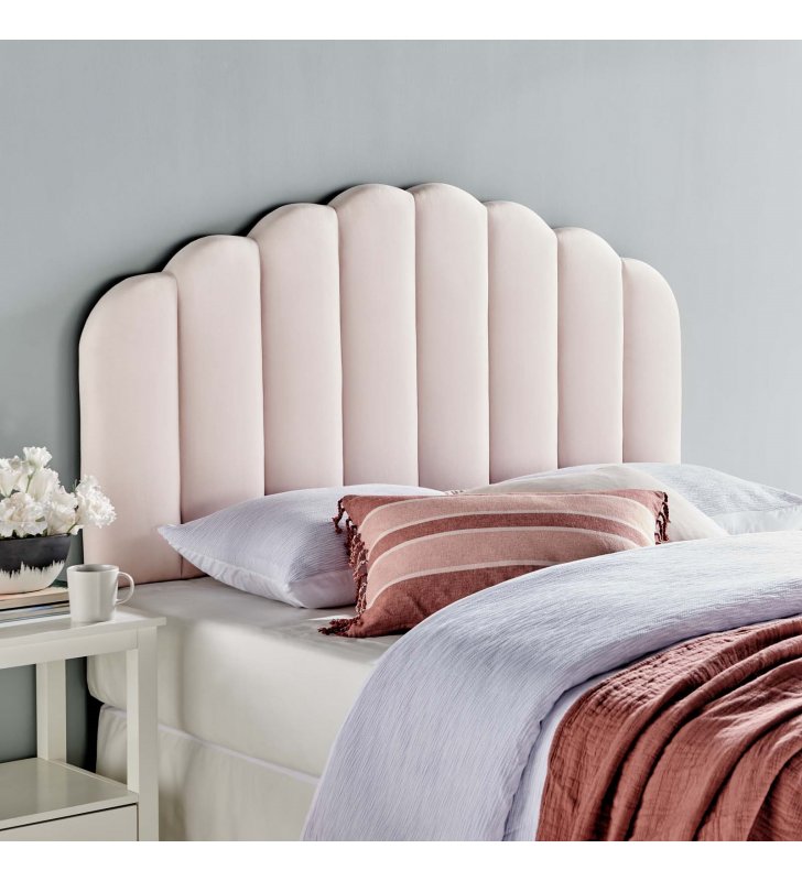 Veronique Full/Queen Performance Velvet Headboard in Pink - Lexmod