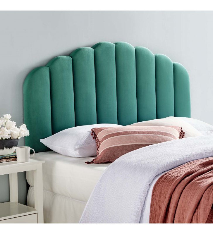 Veronique Full/Queen Performance Velvet Headboard in Teal - Lexmod