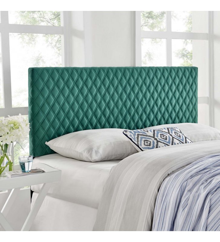 Angela King Performance Velvet Headboard in Teal - Lexmod