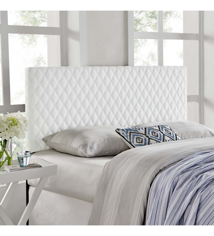 Angela King Performance Velvet Headboard in White - Lexmod