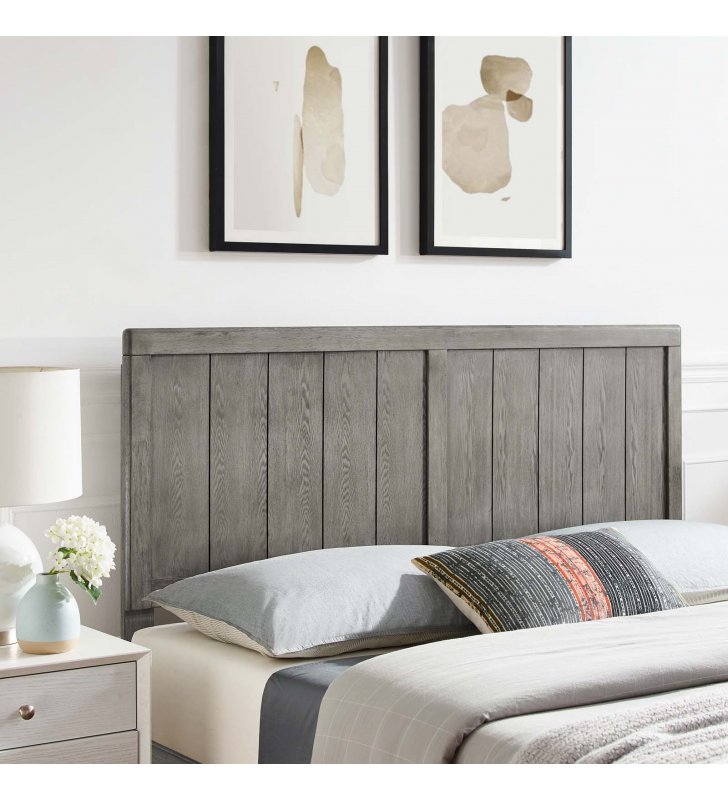 Robbie Full Wood Headboard in Gray - Lexmod