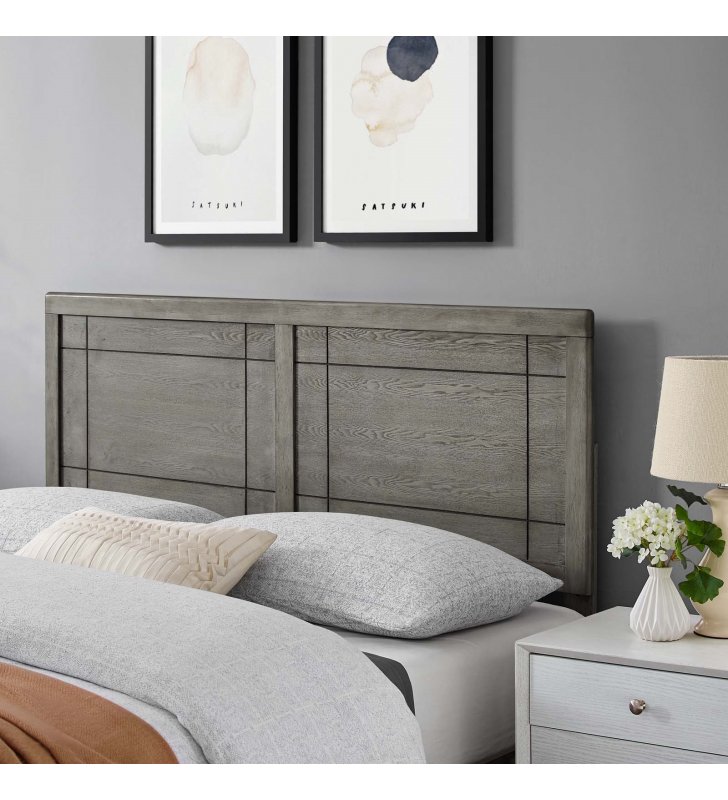 Archie Full Wood Headboard in Gray - Lexmod