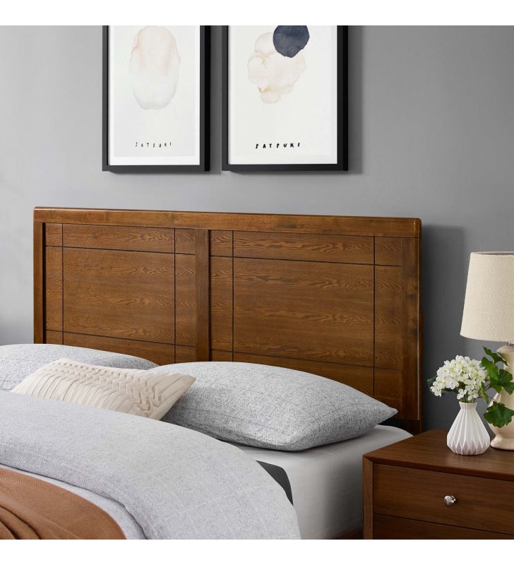 Archie Queen Wood Headboard in Walnut - Lexmod