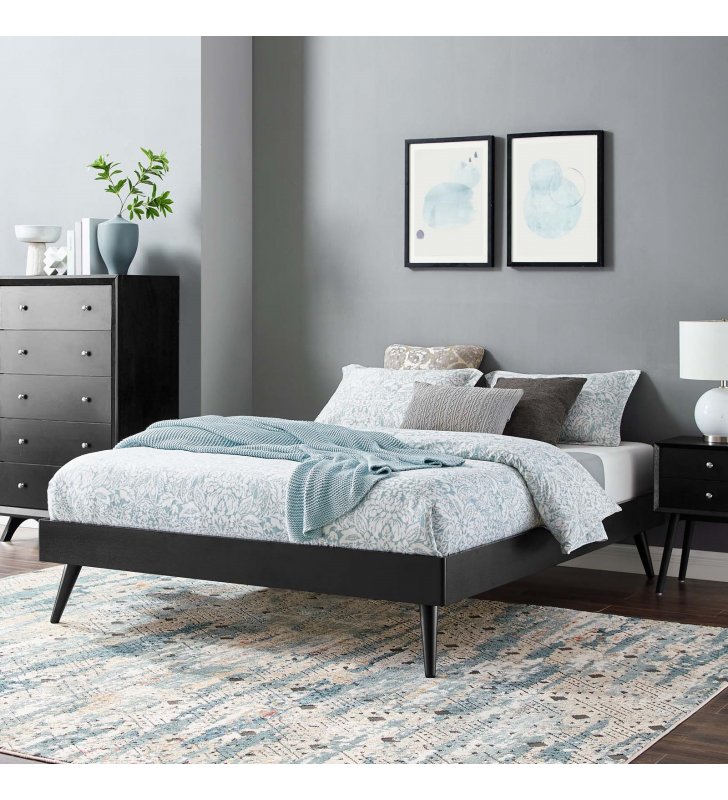Margo Twin Wood Platform Bed Frame in Black - Lexmod