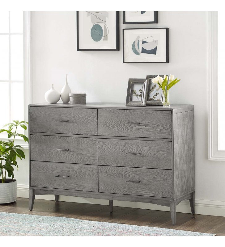 Georgia Wood Dresser in Gray - Lexmod