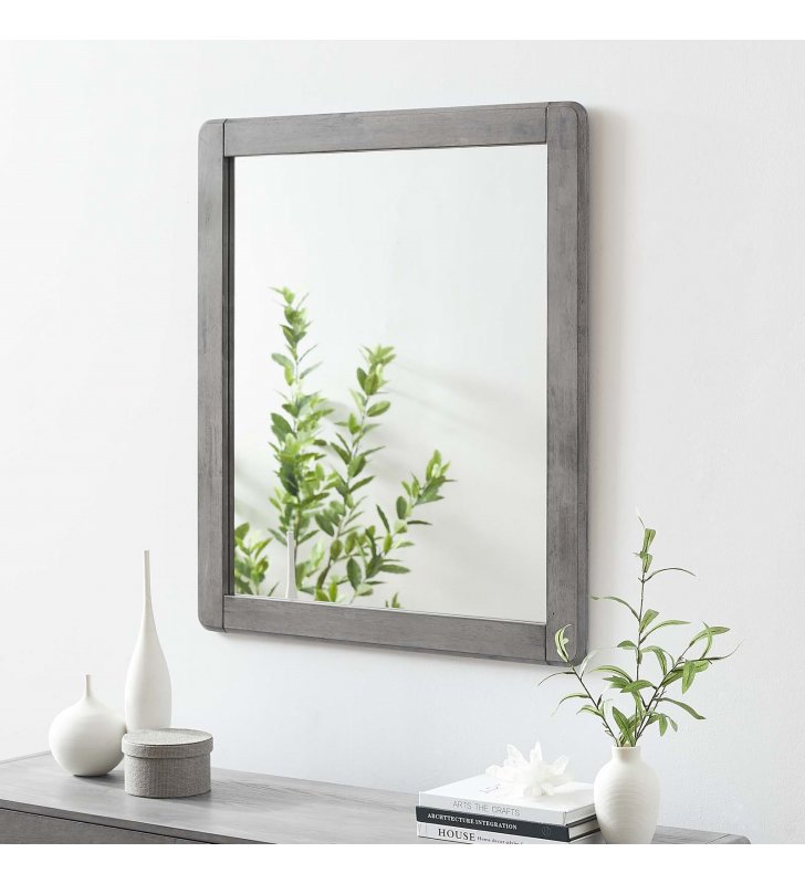 Georgia Wood Mirror in Gray - Lexmod