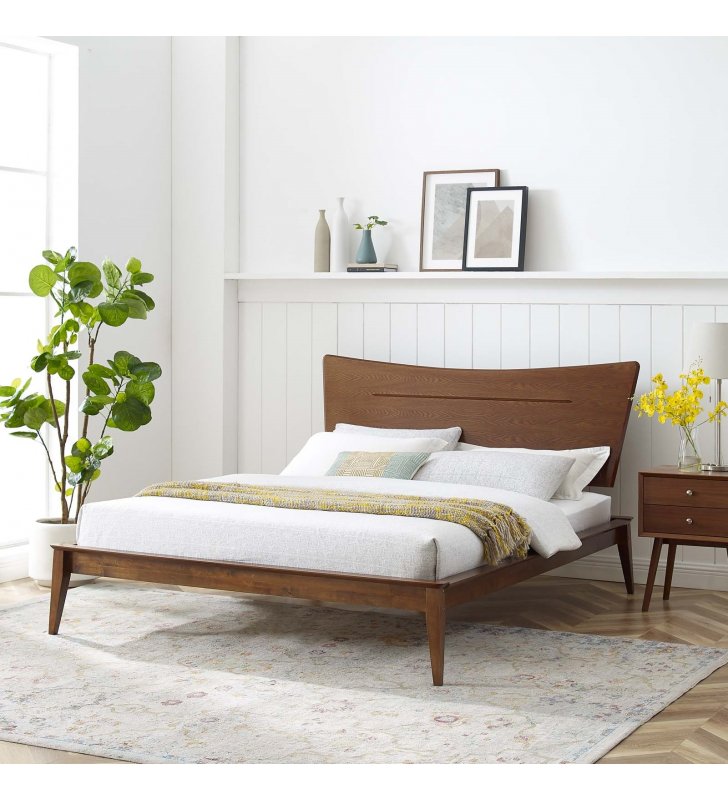 Astra Full Wood Platform Bed in Walnut - Lexmod