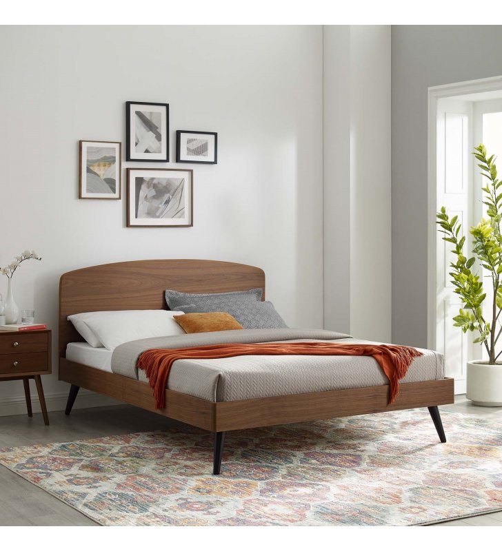 Bronwen Full Wood Platform Bed in Walnut - Lexmod