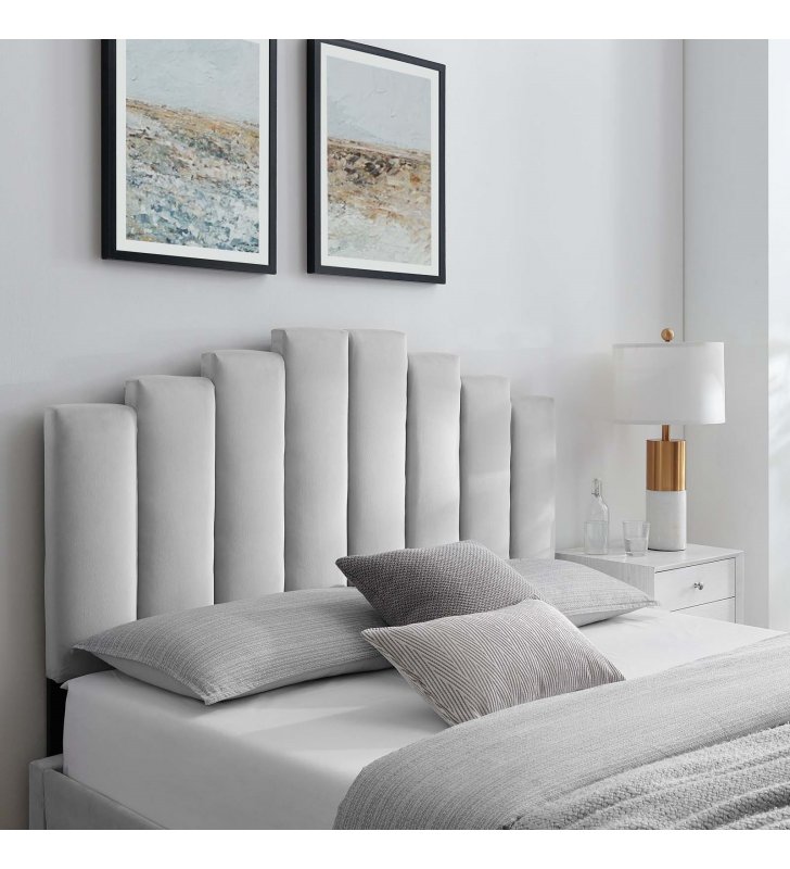 Noelle Performance Velvet Twin Headboard in Light Gray - Lexmod
