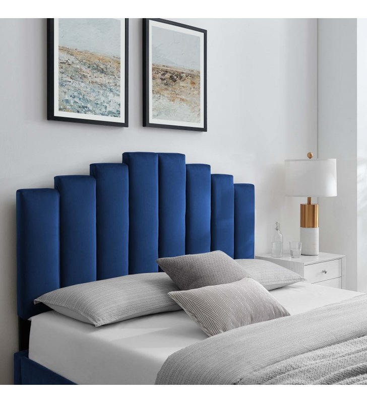 Noelle Performance Velvet Twin Headboard in Navy - Lexmod
