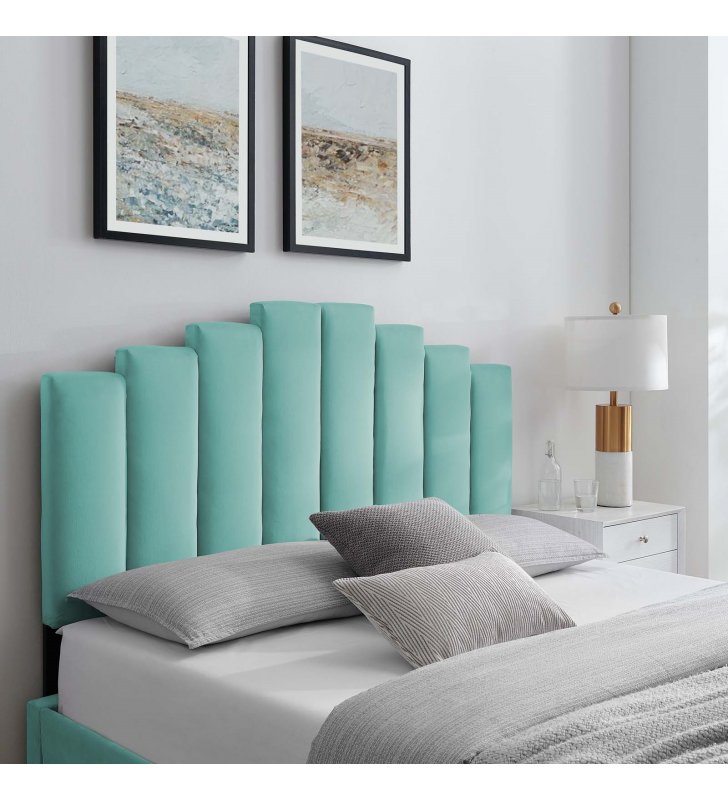 Noelle Performance Velvet King/California King Headboard in Mint - Lexmod