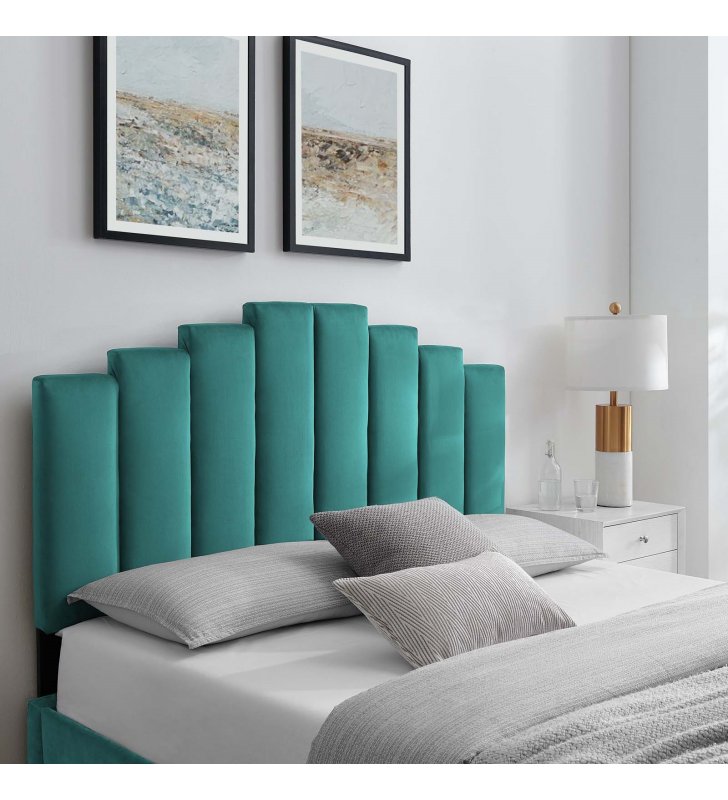 Noelle Performance Velvet King/California King Headboard in Teal - Lexmod